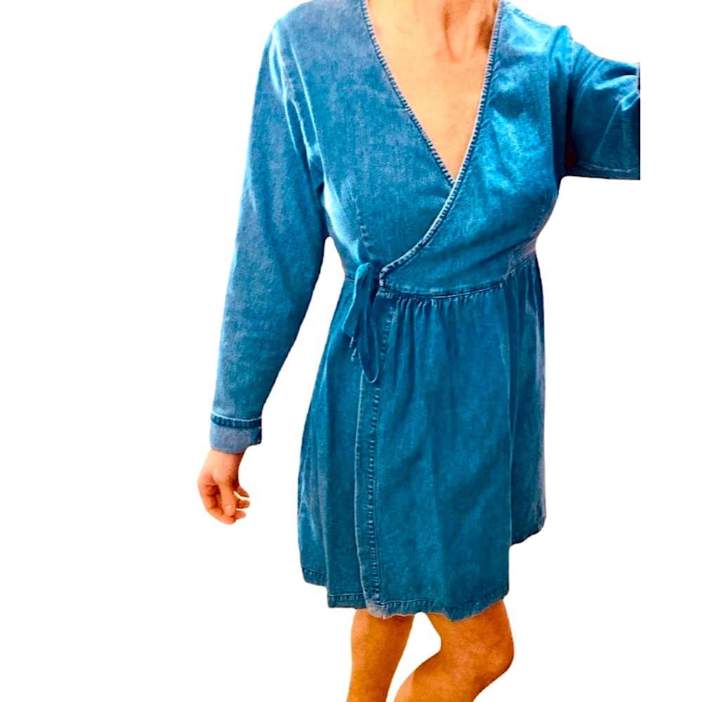 Vintage Guess Long Sleeve Denim Wrap Dress